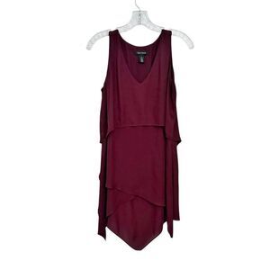 White House Black Market Maroon Sleeveless Tiered Top